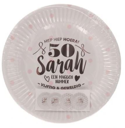 Grote bordjes Sarah 50 jaar