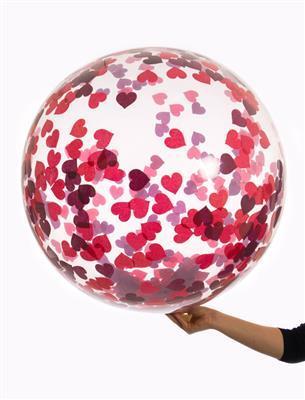 Bubbel ballon met confetti - Hartjes