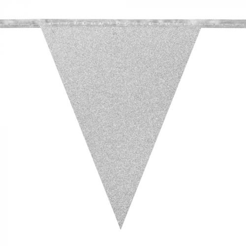 Vlaggenlijn zilver met glitter (klein)