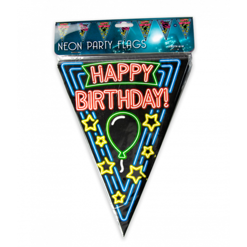 Neon vlaggenlijn - Happy Birthday